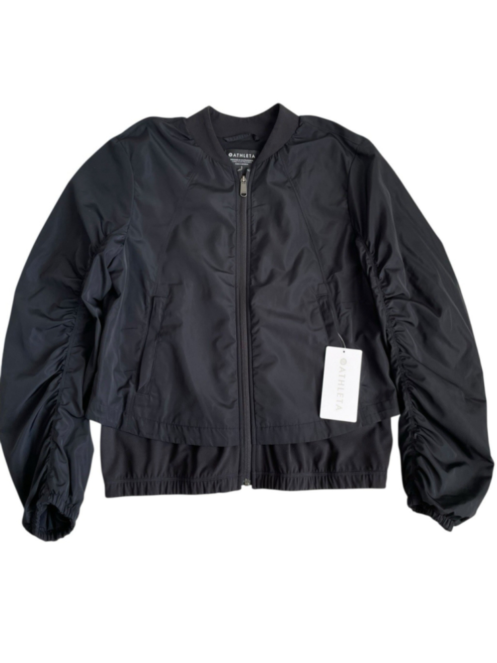 NWT ATHLETA Wayfarer Bomber Jacket Women's Size Small Black Full Zip - Picture 4 of 14